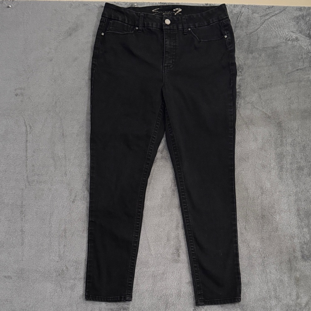 SEVEN 7 Women's Black High Rise Skinny Jeans Size 16 Everyday Wear Closet Staple
